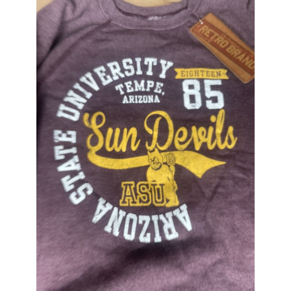 NEW ASU Arizona State Sun Devils Retro Brand Red Crew Neck Sweatshirt Men's L